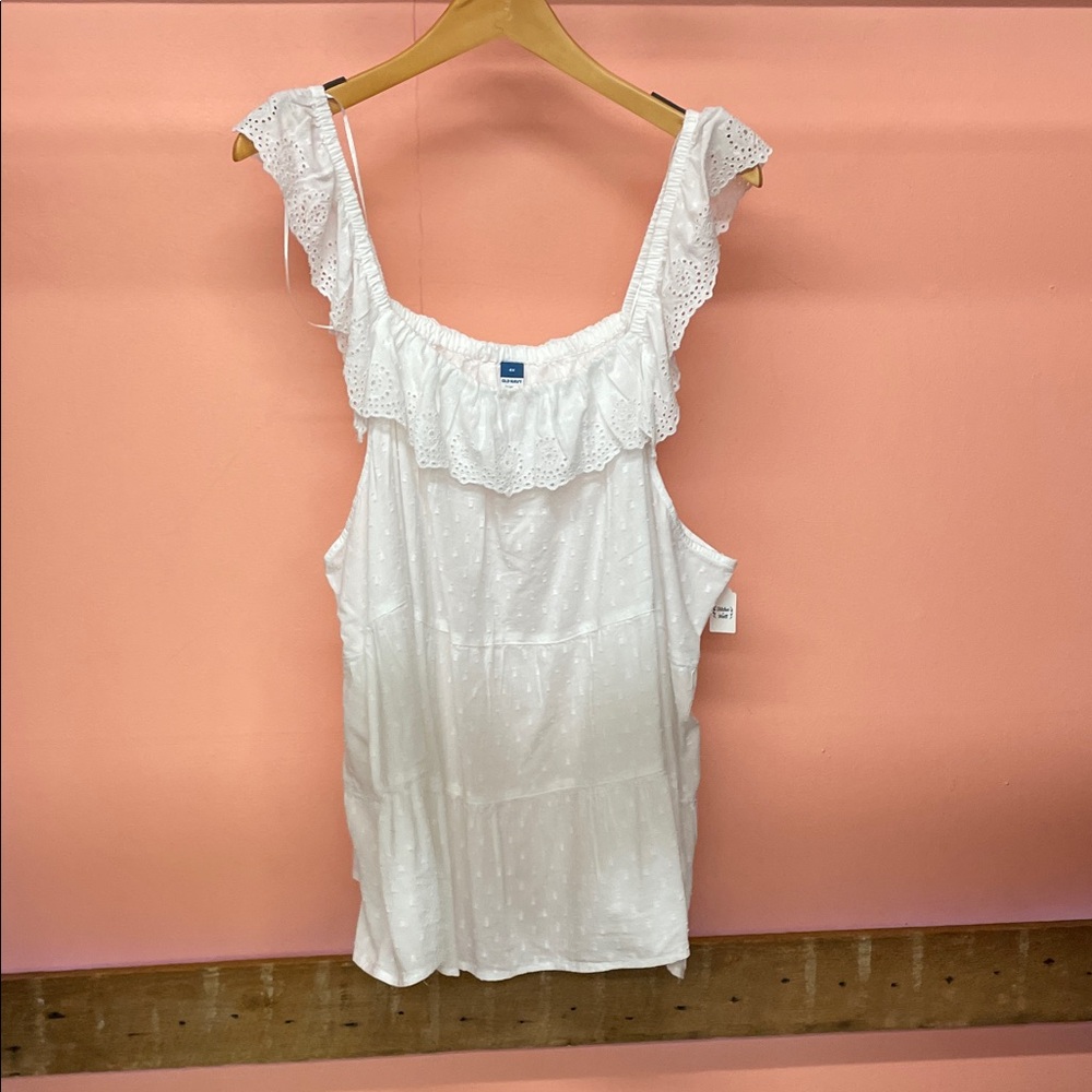 Old Navy White Eyelet Ruffle Top